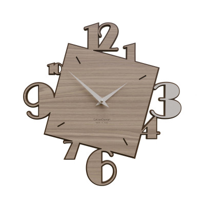 CalleaDesign - Justine - Orologio da parete in legno dal design moderno con quadrante con numeri - Colore: Noce Canaletto - SKU: 10-035-85