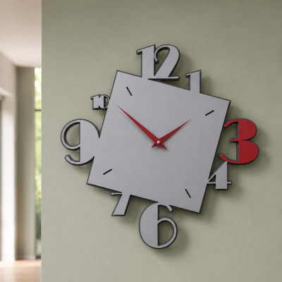 CalleaDesign Justine Orologio da parete in legno dal design moderno con quadrante con numeri Colore: Alluminio