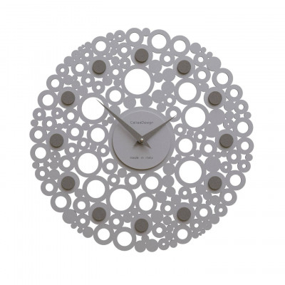 CalleaDesign - Bollicine - Orologio da parete design moderno in legno con decoro a bolle - Colore: Alluminio - SKU: 61-10-1-2