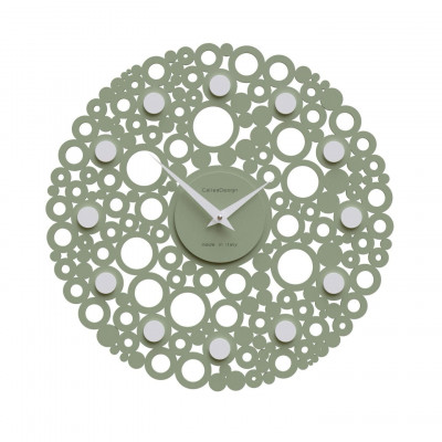 CalleaDesign - Bollicine - Orologio da parete design moderno in legno con decoro a bolle - Colore: Salvia - SKU: 61-10-1-56