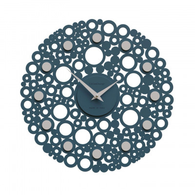 CalleaDesign - Bollicine - Orologio da parete design moderno in legno con decoro a bolle - Colore: Ottanio - SKU: 61-10-1-57