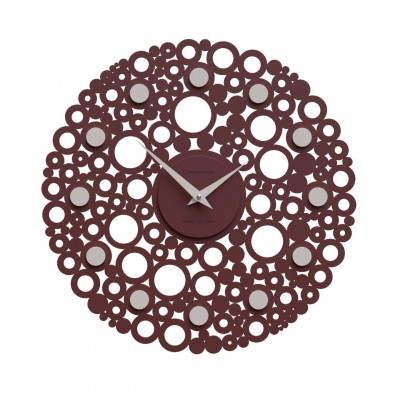 CalleaDesign - Bollicine - Orologio da parete design moderno in legno con decoro a bolle - Colore: Marsala - SKU: 61-10-1-66