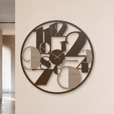 CalleaDesign Cleo Orologio da parete in legno dal design moderno lancette in alluminio Colore: Noce Canaletto