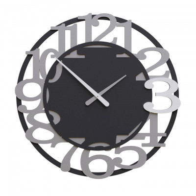 CalleaDesign - Viktor - Orologio da parete moderno in legno con numeri decorativi e lancette in metallo - Colore: Nero - SKU: 10-222-5