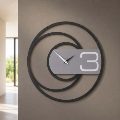 CalleaDesign James Orologio da parete in legno dallo stile moderno e minimalista Colore: Alluminio
