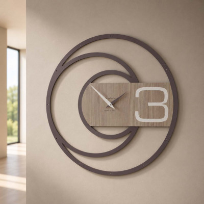 CalleaDesign James Orologio da parete in legno dallo stile moderno e minimalista Colore: Noce Canaletto