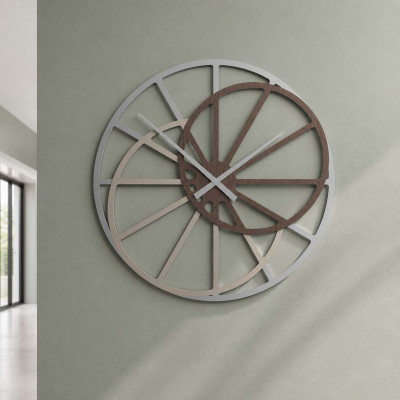 CalleaDesign Theresa Orologio da parete in legno di grandi dimensioni Colore: Rovere Wengè