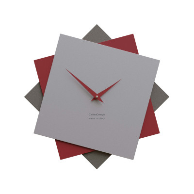 CalleaDesign - Foy - Orologio da parete in legno per cucina o per soggiorno dal design moderno - Colore: Rubino - SKU: 10-030-65