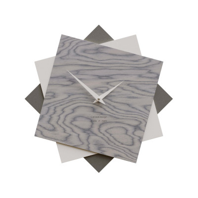 CalleaDesign - Foy - Orologio da parete grande in legno per cucina o per soggiorno dal design moderno - Colore: Grigio Sottsass - SKU: 10-217-82