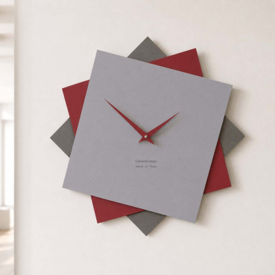 CalleaDesign Foy Orologio da parete in legno per cucina o per soggiorno dal design moderno Colore: Rubino