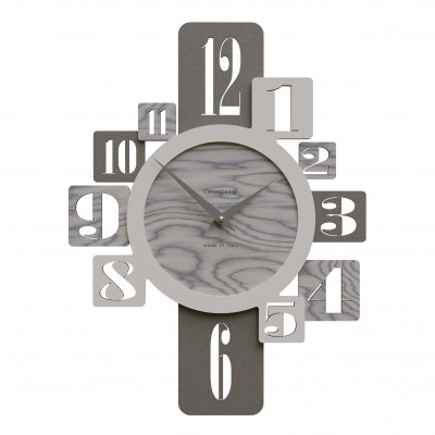 CalleaDesign - Onyx - Orologio da parete in legno per cucina o soggiorno di design moderno - Colore: Grigio Sottsass - SKU: 10-132-82