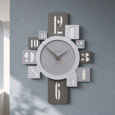 CalleaDesign Onyx Orologio da parete in legno per cucina o soggiorno di design moderno Colore: Gessato
