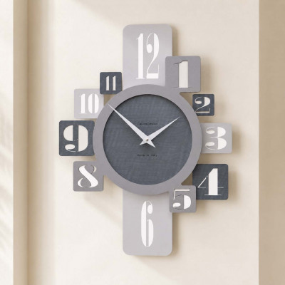 CalleaDesign Onyx Orologio da parete in legno per cucina o soggiorno di design moderno Colore: Radica Grigia