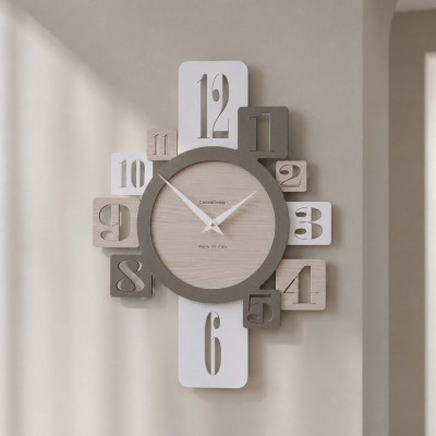 CalleaDesign Onyx Orologio da parete in legno per cucina o soggiorno di design moderno Colore: Rovere Breeze