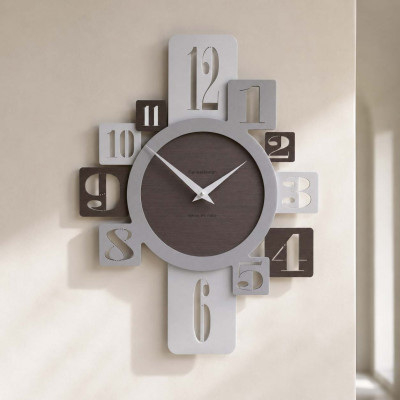 CalleaDesign Onyx Orologio da parete in legno per cucina o soggiorno di design moderno Colore: Rovere Wengè