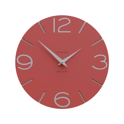 CalleaDesign - Smile - Orologio da parete in legno rotondo dal design moderno - Colore: Rosso Fuoco - SKU: 10-005-64