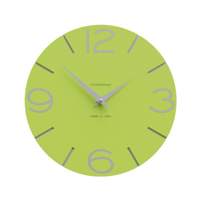 CalleaDesign - Smile - Orologio da parete in legno rotondo dal design moderno - Colore: Verde Mela - SKU: 10-005-76