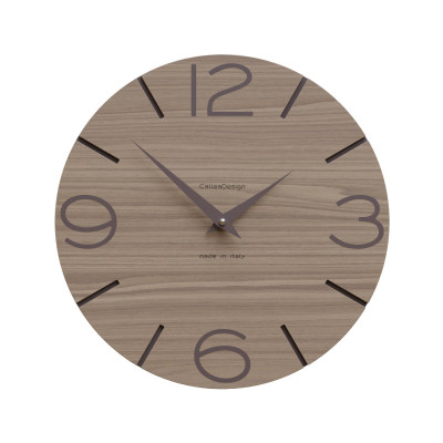 CalleaDesign - Smile - Orologio da parete in legno rotondo dal design moderno - Colore: Noce Canaletto - SKU: 10-005-85