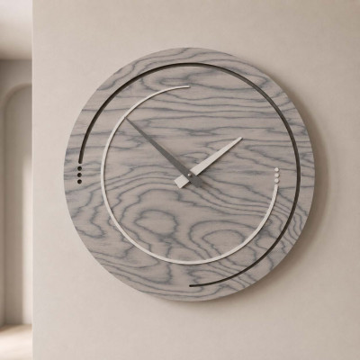 CalleaDesign Sonar Orologio da parete in legno per soggiorno o cucina di design moderno Colore: Grigio Sottsass
