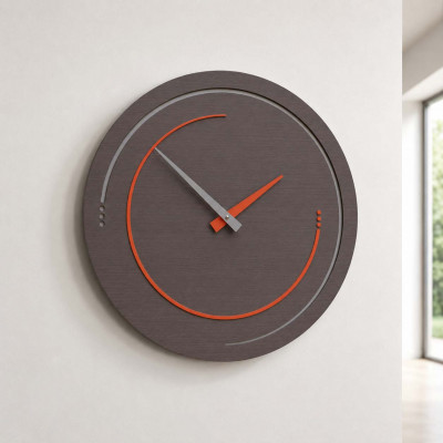 CalleaDesign Sonar Orologio da parete in legno per soggiorno o cucina di design moderno Colore: Rovere Wengè