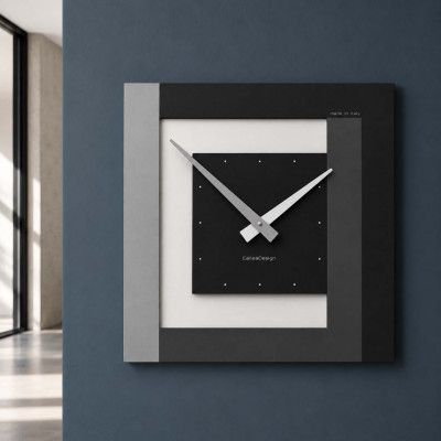 CalleaDesign Clock Orologio da parete in legno piccolo per soggiorno Colore: Nero