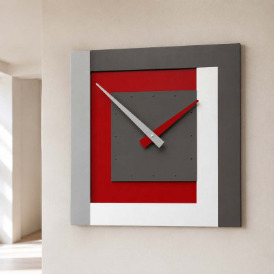 CalleaDesign Clock Orologio da parete in legno piccolo per soggiorno Colore: Rubino