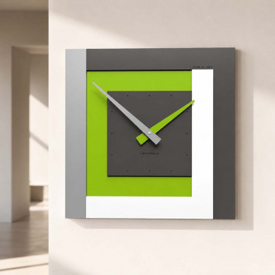 CalleaDesign Clock Orologio da parete in legno piccolo per soggiorno Colore: Verde Mela