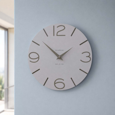CalleaDesign Smile Orologio da parete in legno rotondo dal design moderno Colore: Alluminio