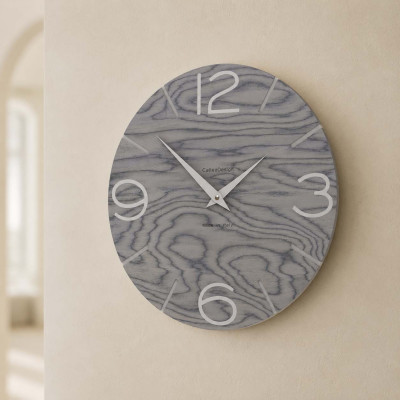 CalleaDesign Smile Orologio da parete in legno rotondo dal design moderno Colore: Grigio Sottsass