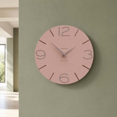 CalleaDesign Smile Orologio da parete in legno rotondo dal design moderno Colore: Rosa Conchiglia