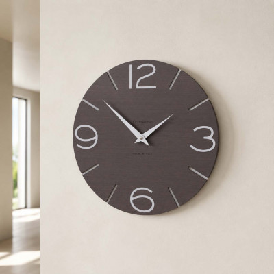 CalleaDesign Smile Orologio da parete in legno rotondo dal design moderno Colore: Rovere Wengè