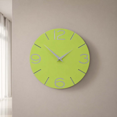 CalleaDesign Smile Orologio da parete in legno rotondo dal design moderno Colore: Verde Mela