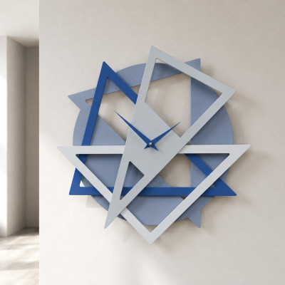 CalleaDesign Geolo Orologio da parete moderno con forme geometriche da salotto Colore: Blu Elettrico