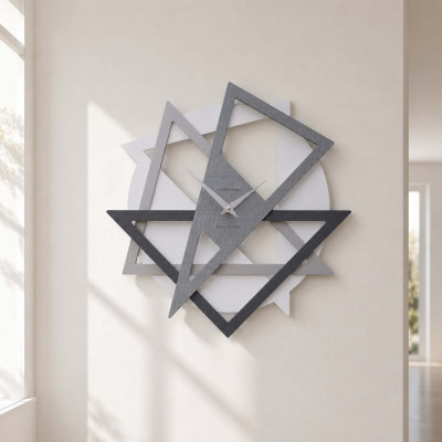 CalleaDesign Geolo Orologio da parete moderno con forme geometriche da salotto Colore: Grigio