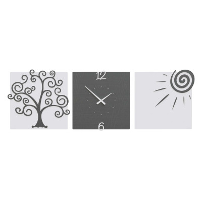 CalleaDesign - Albero della Vita - Orologio da parete moderno con tre pannelli in legno - Colore: Radica Grigia - SKU: 10-333-84