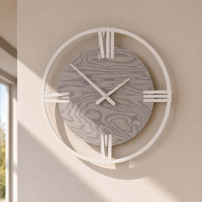 CalleaDesign Sirio Orologio da parete moderno grande in legno con numeri romani Colore: Grigio Sottsass