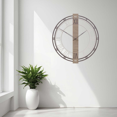 CalleaDesign Franz Orologio da parete moderno in legno con numeri romani Colore: Noce Canaletto