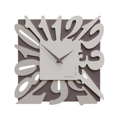 CalleaDesign - Dalilah - Orologio da parete moderno in legno quadrato con numeri design particolare - Colore: Lino - SKU: 10-032-11