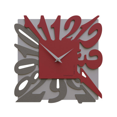 CalleaDesign - Dalilah - Orologio da parete moderno in legno quadrato con numeri design particolare - Colore: Rubino - SKU: 10-032-65
