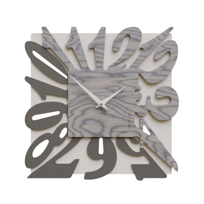 CalleaDesign - Dalilah - Orologio da parete moderno in legno quadrato con numeri design particolare - Colore: Grigio Sottsass - SKU: 10-032-82