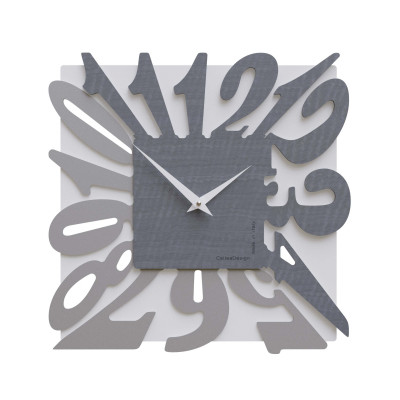CalleaDesign - Dalilah - Orologio da parete moderno in legno quadrato con numeri design particolare - Colore: Grigio - SKU: 10-032-84