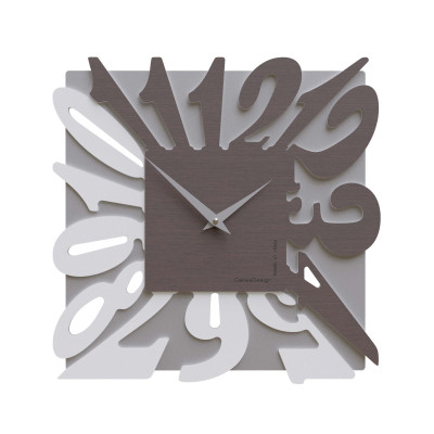 CalleaDesign - Dalilah - Orologio da parete moderno in legno quadrato con numeri design particolare - Colore: Rovere Wengè - SKU: 10-032-89