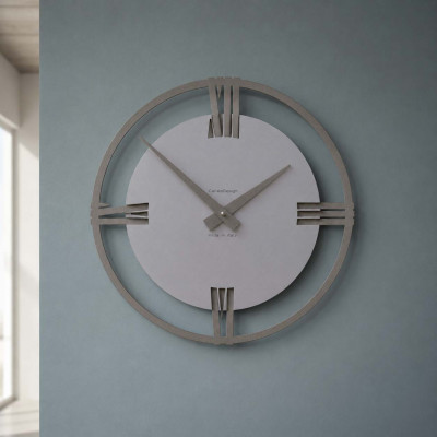 CalleaDesign Sirio Orologio da parete moderno piccolo in legno con numeri romani Colore: Alluminio