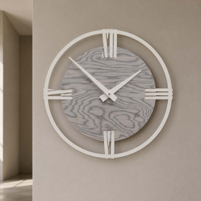 CalleaDesign Sirio Orologio da parete moderno piccolo in legno con numeri romani Colore: Grigio Sottsass