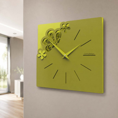 CalleaDesign Merletto Orologio da parete piccolo Colore: Verde Oliva