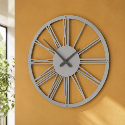 CalleaDesign Pompei Orologio da parete in legno con numeri romani Colore: Alluminio