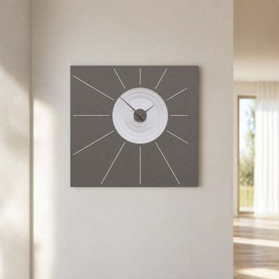 CalleaDesign Helios Orologio da parete quadrato di design moderno in legno effetto tridimensionale Colore: Grigio Quarzo