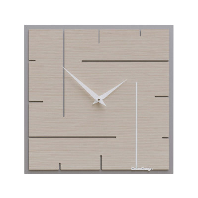 CalleaDesign - Grid - Orologio da parete quadrato in legno dal design moderno ed elegante - Colore: Rovere Sbiancato - SKU: 10-033-81