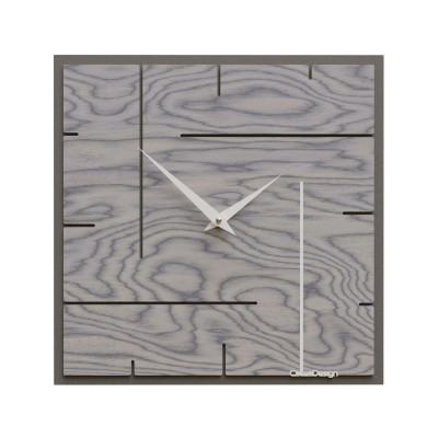 CalleaDesign - Grid - Orologio da parete quadrato in legno dal design moderno ed elegante - Colore: Grigio Sottsass - SKU: 10-033-82