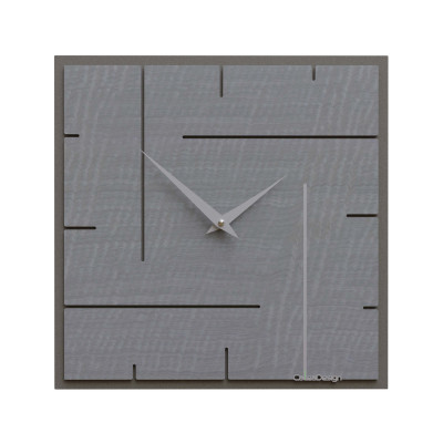CalleaDesign - Grid - Orologio da parete quadrato in legno dal design moderno ed elegante - Colore: Radica Grigia - SKU: 10-033-84